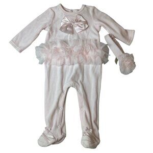 First Impressions Baby Girls Pink Jumpsuit Headband Set Size 6-9 Months